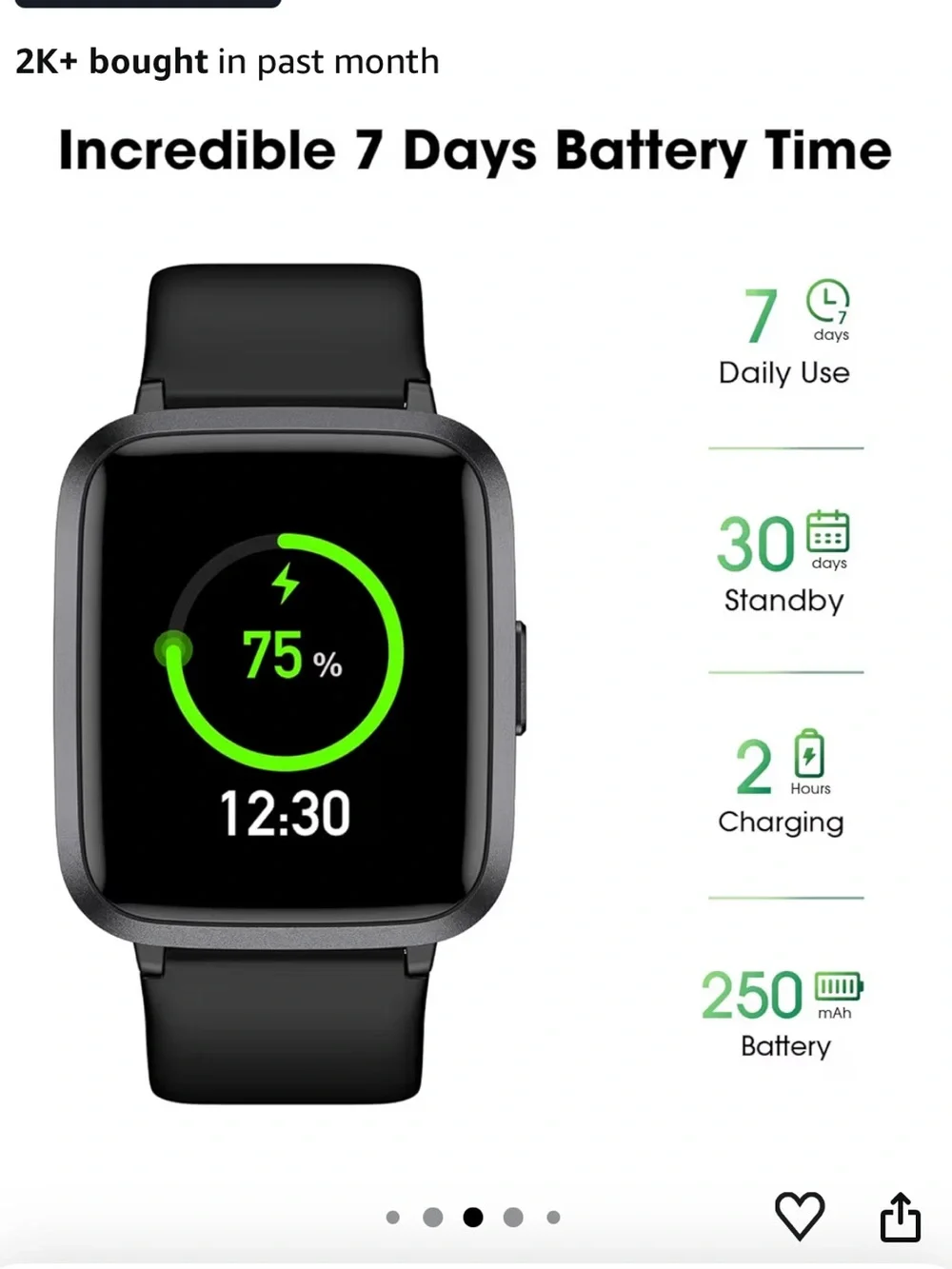 Black Smart Fitness Watch with Silicone Band